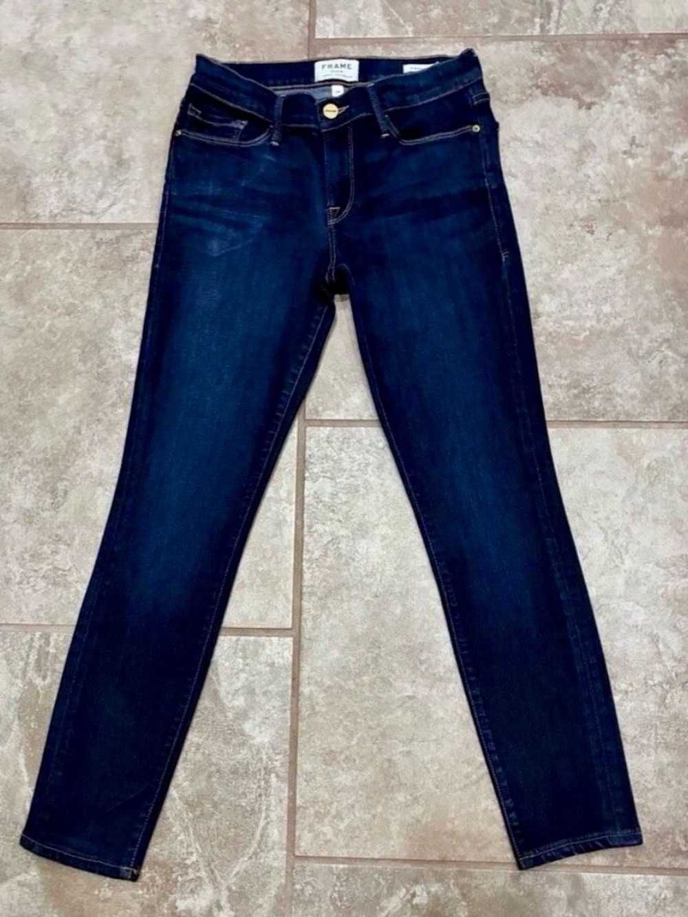 FRAME Le Skinny de Jeanne “Dame” Dark Indigo Wash Skinny Jeans Size 28x27 LNWT - Picture 5 of 12